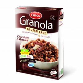 Emco gluténmentes granola csokoládéval és mandulával, dobozos 340 g