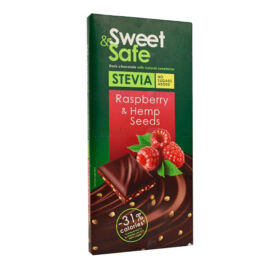 Sweet&safe étcsoki málnával,kenderrel,steviával 90 g