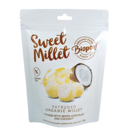 Biopont bio sweet millet fehércsokoládés kókuszos extrudált köles, gluténmentes 55 g