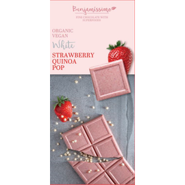 Benjamissimio bio vegán fehér csokoládé eper puffasztott quinoa 70 g