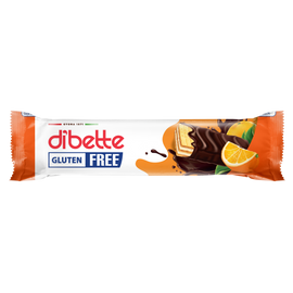 Dibette kakaós ét mártott, narancs ízű krém töltött ostya, fruktózzal gluténmentes 26 g
