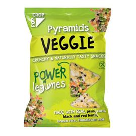 Popcrop veggie piramis snack valódi zöldborsóval, fekete és vörös lencsével gluténmentes 25 g
