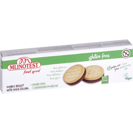Mlinotest gluténmentes vegán pilóta jellegű kakaós krémmel töltött omlós kekszek 120 g