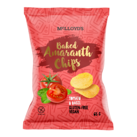 Mclloyds bio amaranth chips sült snack paradicsomos bazsalikomos 65 g