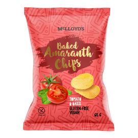 Mclloyds bio amaranth chips sült snack paradicsomos bazsalikomos 65 g