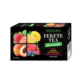 Herbária fekete tea mix fekete tea, erdei gyümölcs, barack, citrom, eper variáció 20x1,5g 30 g