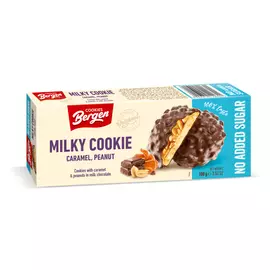 Bergen milky cookie karamellával tejcsokoládéban hozzáadott cukor nélkül 100 g