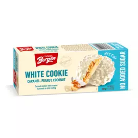 Bergen white cookie fehércsoki bevonatos kókuszos keksz hozzáadott cukor nélkül 100 g