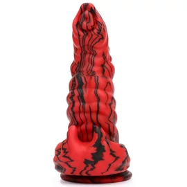 Fantasy Hybrixis – prémium piros-fekete dildó 18 cm