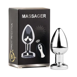 Fém anál dildó M méret távirányítóval USB-s vibrátorral