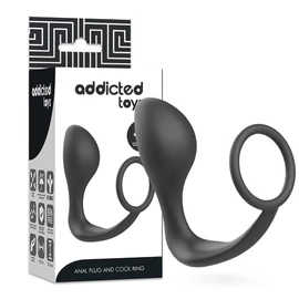 ADDICTED TOYS - anál dugó fekete szilikon gyűrűvel