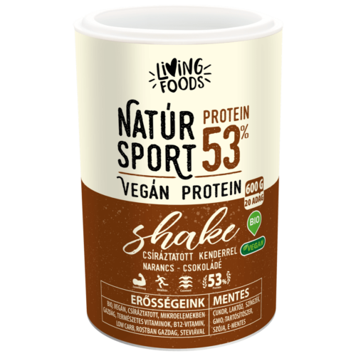 Living Foods Natúr Sport Vegán Protein Shake narancsos csokoládés 600 g