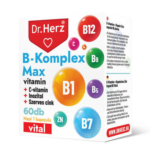 Dr. Herz B-Komplex Max+C-vitamin+Inozitol+Szerves Cink 60 db kapszula