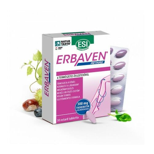 ESI ERBAVEN tabletta - lassú felszívódású kivonat visszérre és aranyérre. T-vitamin, gyógynövények Natur Tanya