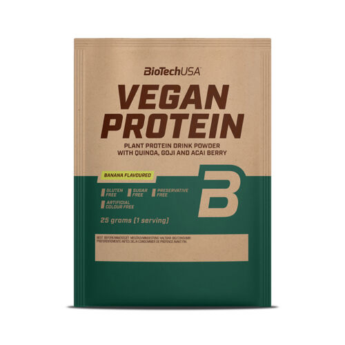 Biotech vegan protein banán ízű fehérje italpor 25 g
