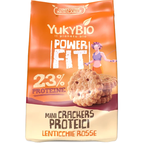 Yukybio bio powerfit mini kréker fehérjével, vöröslencsével 150 g