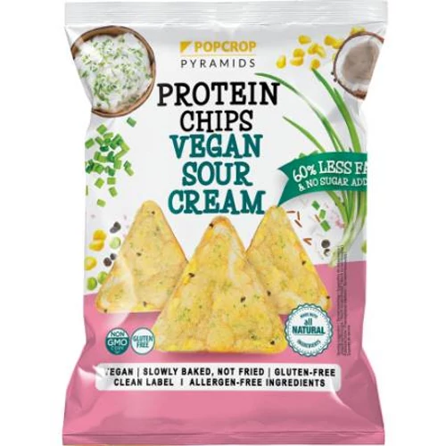 Popcrop pyramids gluténmentes vegán tejfölös-hagymás protein chips 60 g