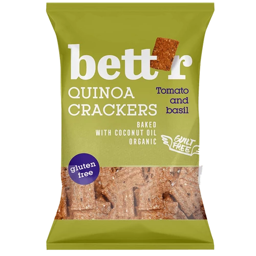 Bettr bio vegán gluténmentes quinoa kréker bazsalikom&paradicsom 100 g