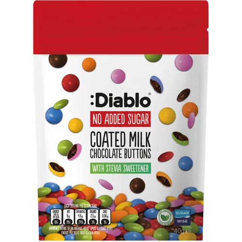 Diablo drazsé tejcsokoládés cukorbevonattal hozzáadott cukor nélkül 40 g