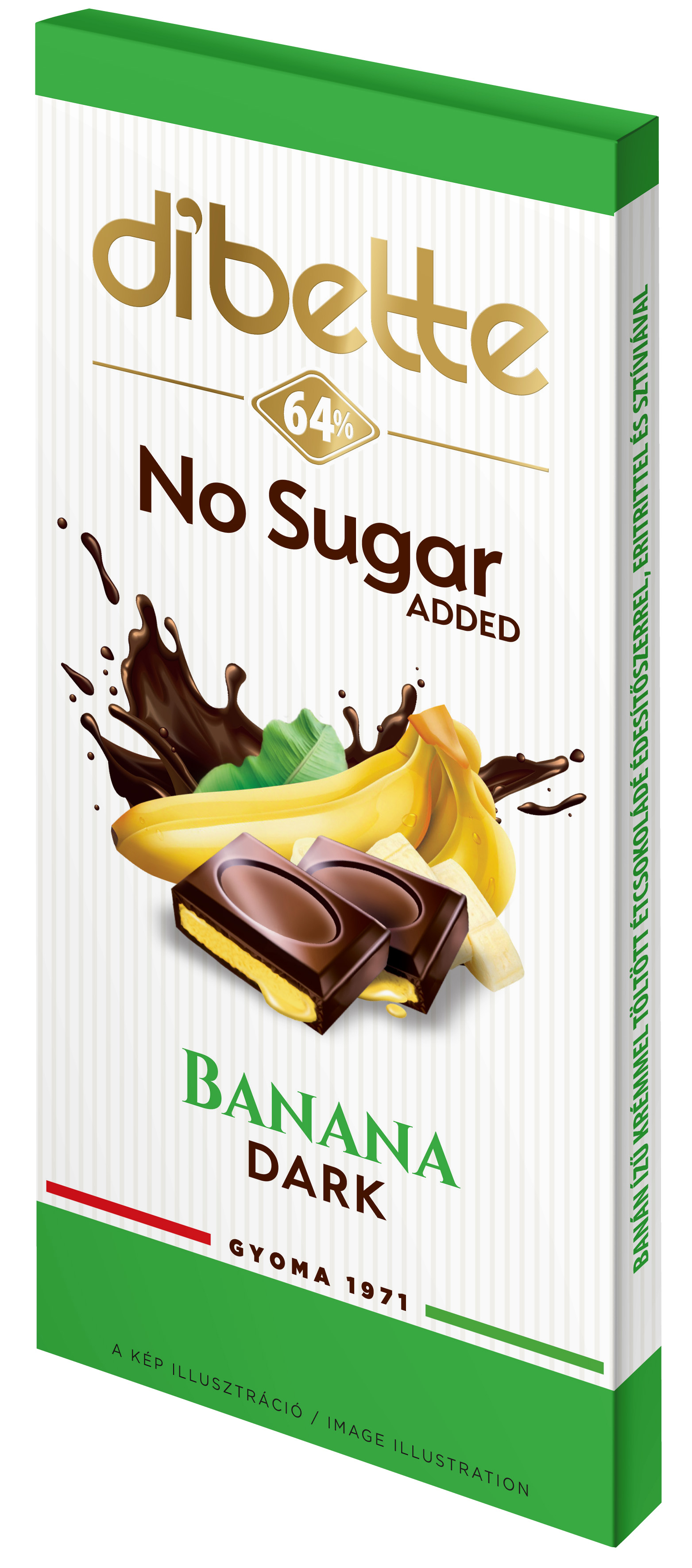 Dibette nas banán ízű krémmel töltött étcsokoládé hozzáadott cukor nélkül édesítőszerekkel 80 g