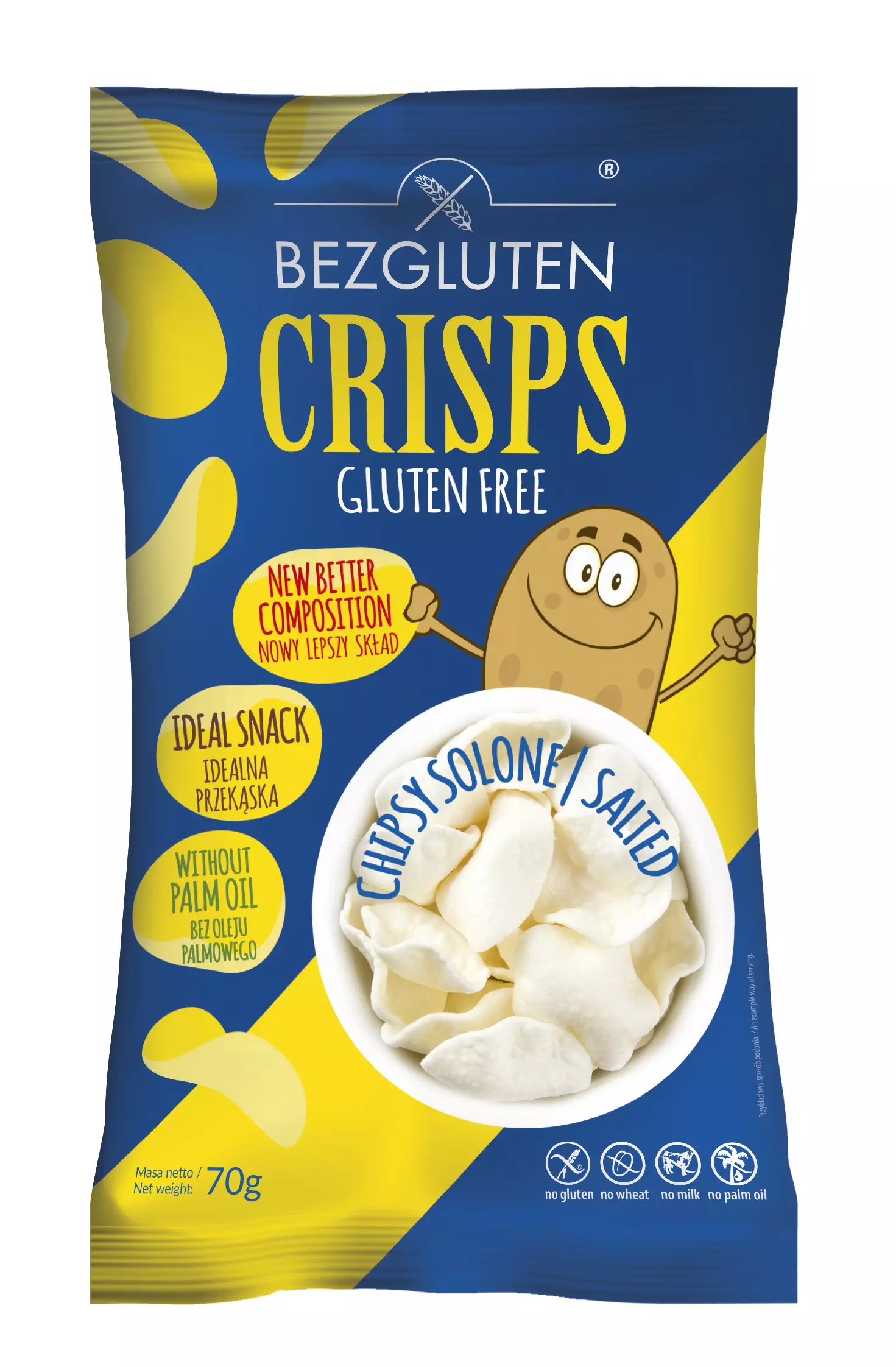 Bezgluten gluténmentes chips sós 70 g