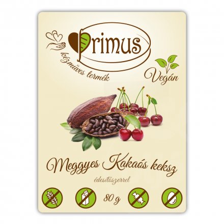 Primus vegán meggyes-kakaós keksz 80 g