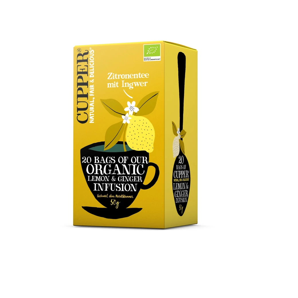 Cupper bio lemon&ginger citrom-gyömbér gyümölcstea 20db 50 g