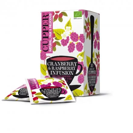 Cupper bio cranberry&raspberry tőzegáfonya-málna tea 20 db 50 g