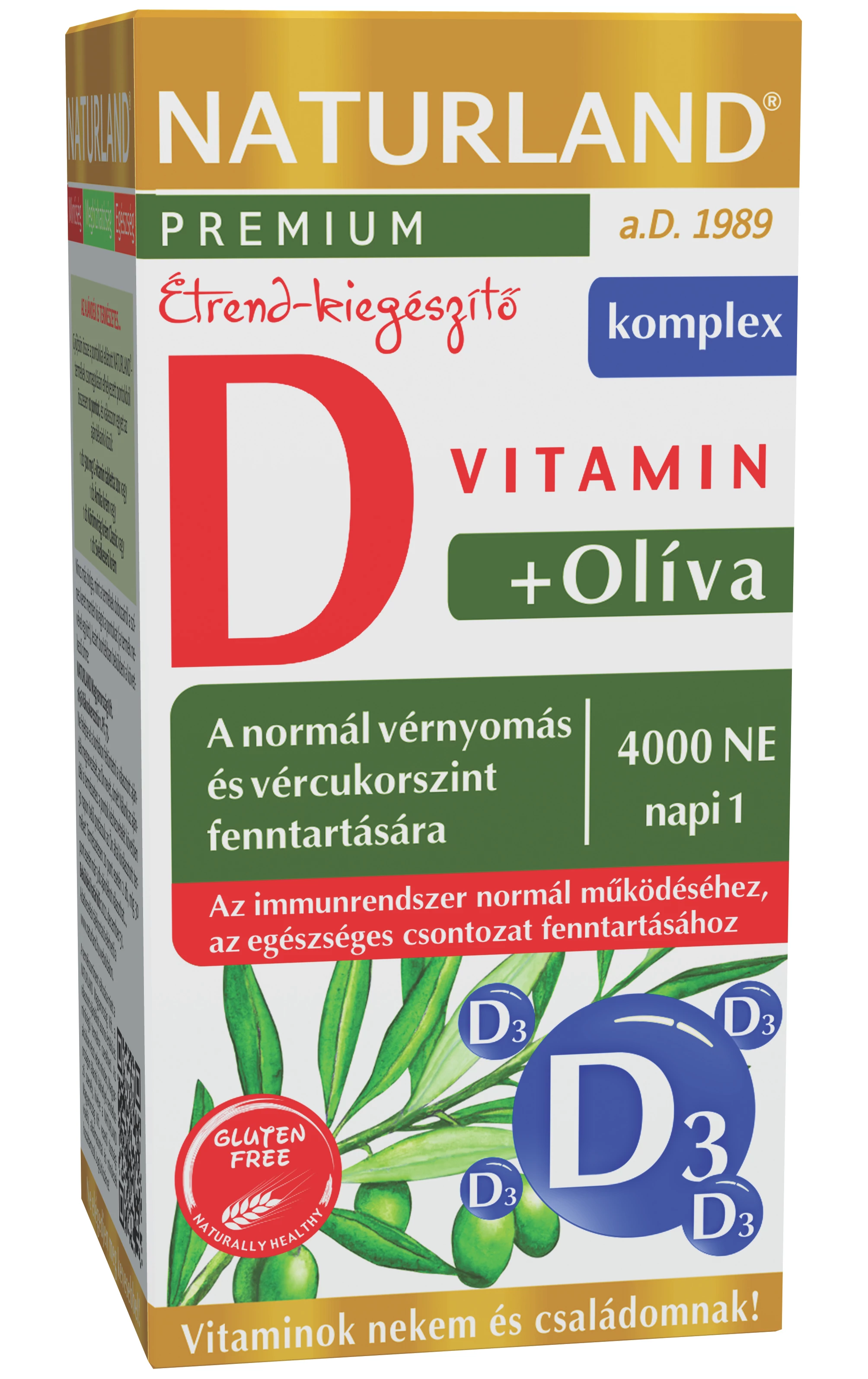 Naturland olivalevél+D-vitamin 4000NE kapszula 60 db