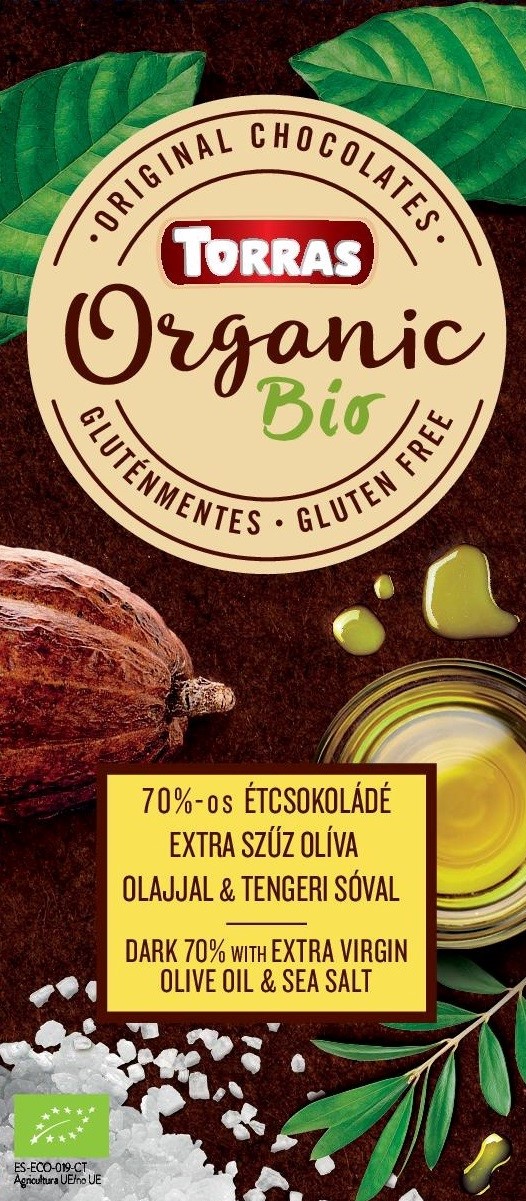 Torras bio 70%-os étcsokoládé extra szűz olíva olajjal és tengeri sóval 100 g
