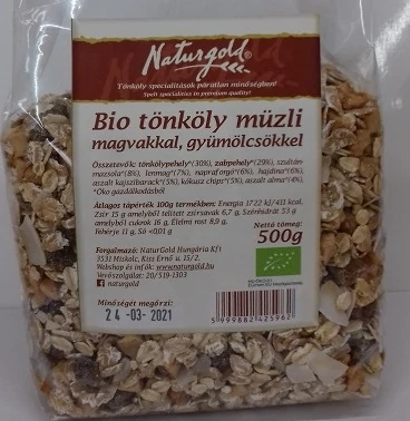 Naturgold bio tönköly müzli magvakkal, gyümölcsökkel 500 g