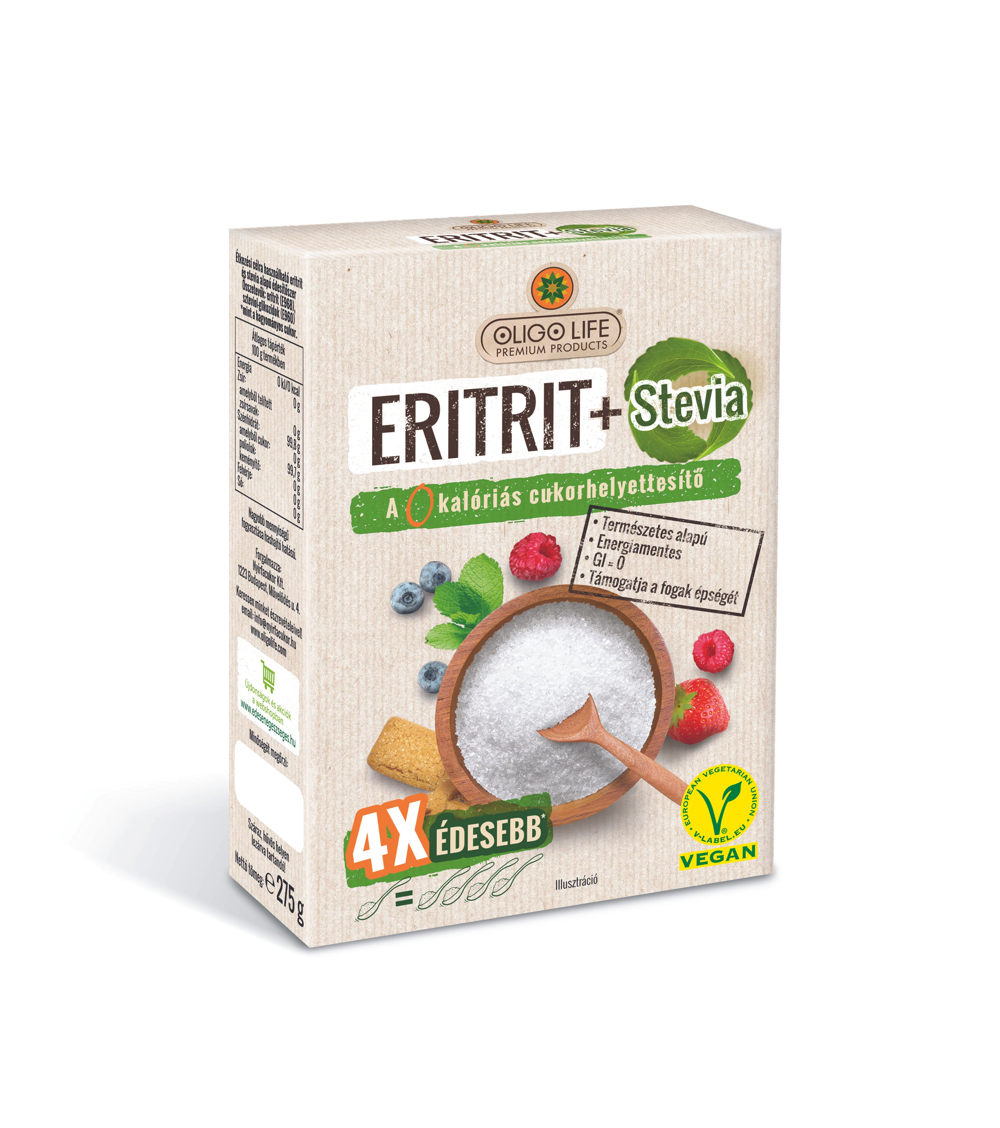 Oligo life eritrit+stevia 4x édesebb 275 g