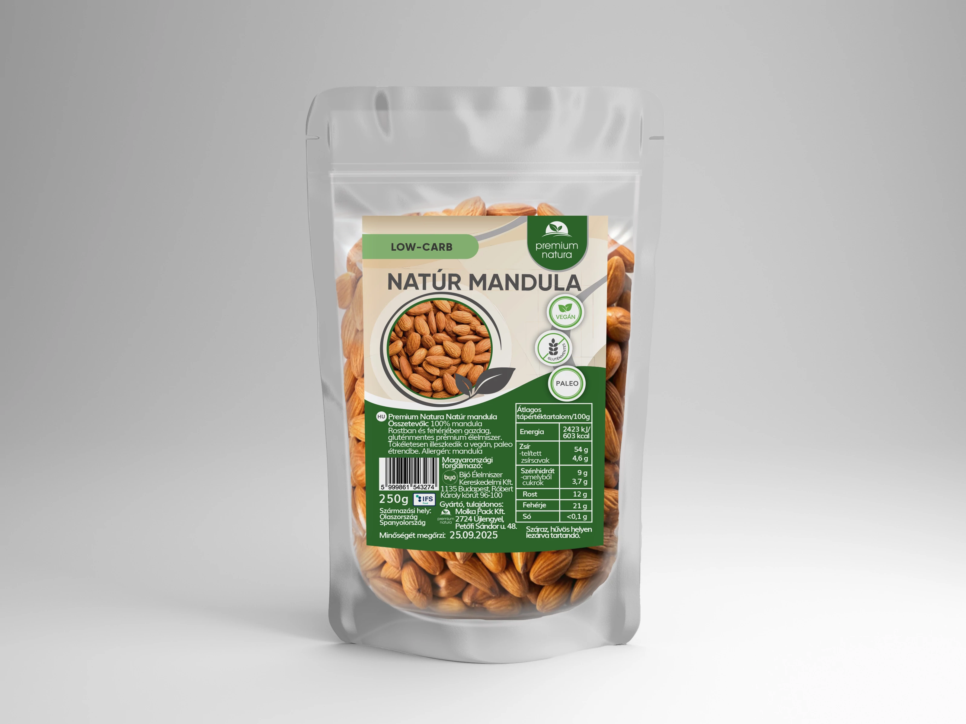 Premium Natura natúr mandulabél 250 g