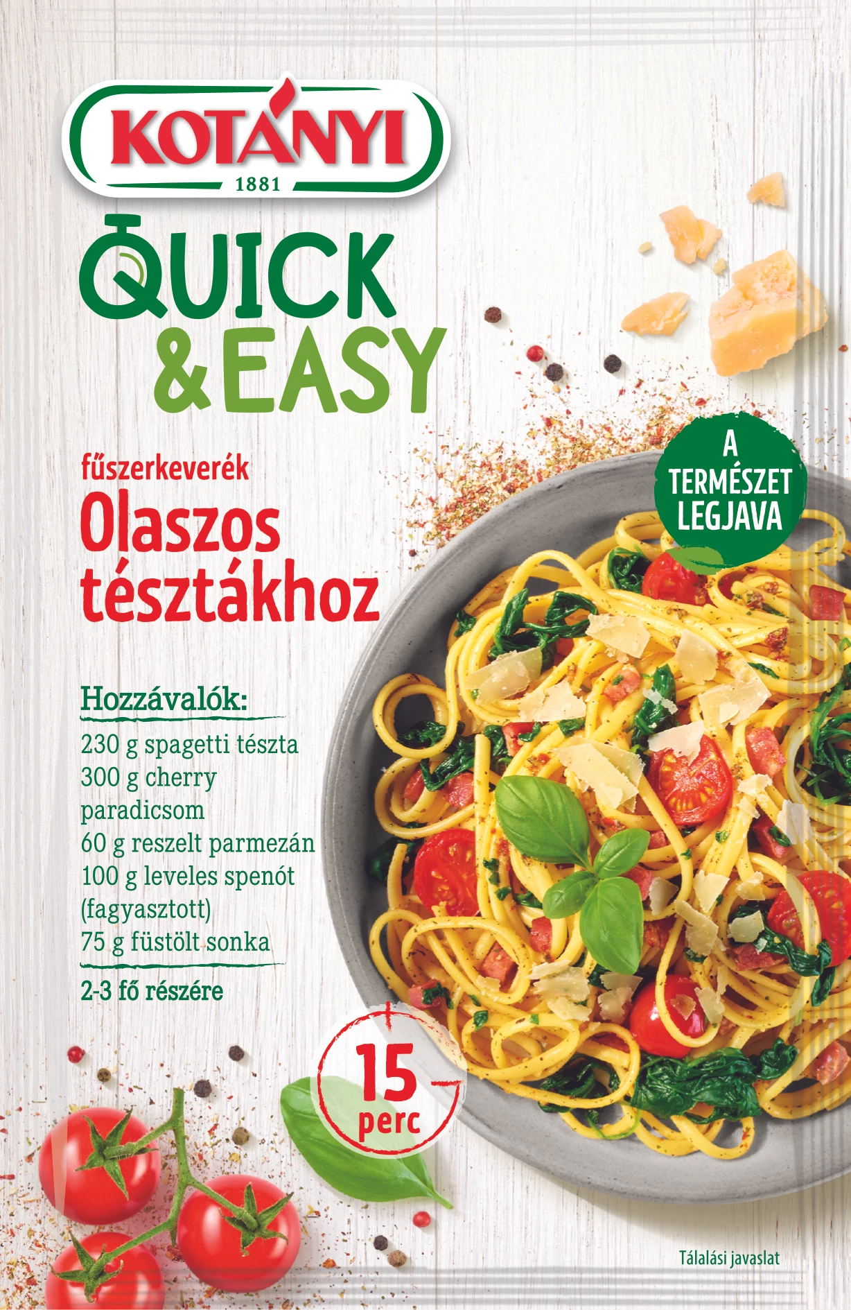 Kotányi quick&easy fűszerkeverék olaszos tésztákhoz 20 g