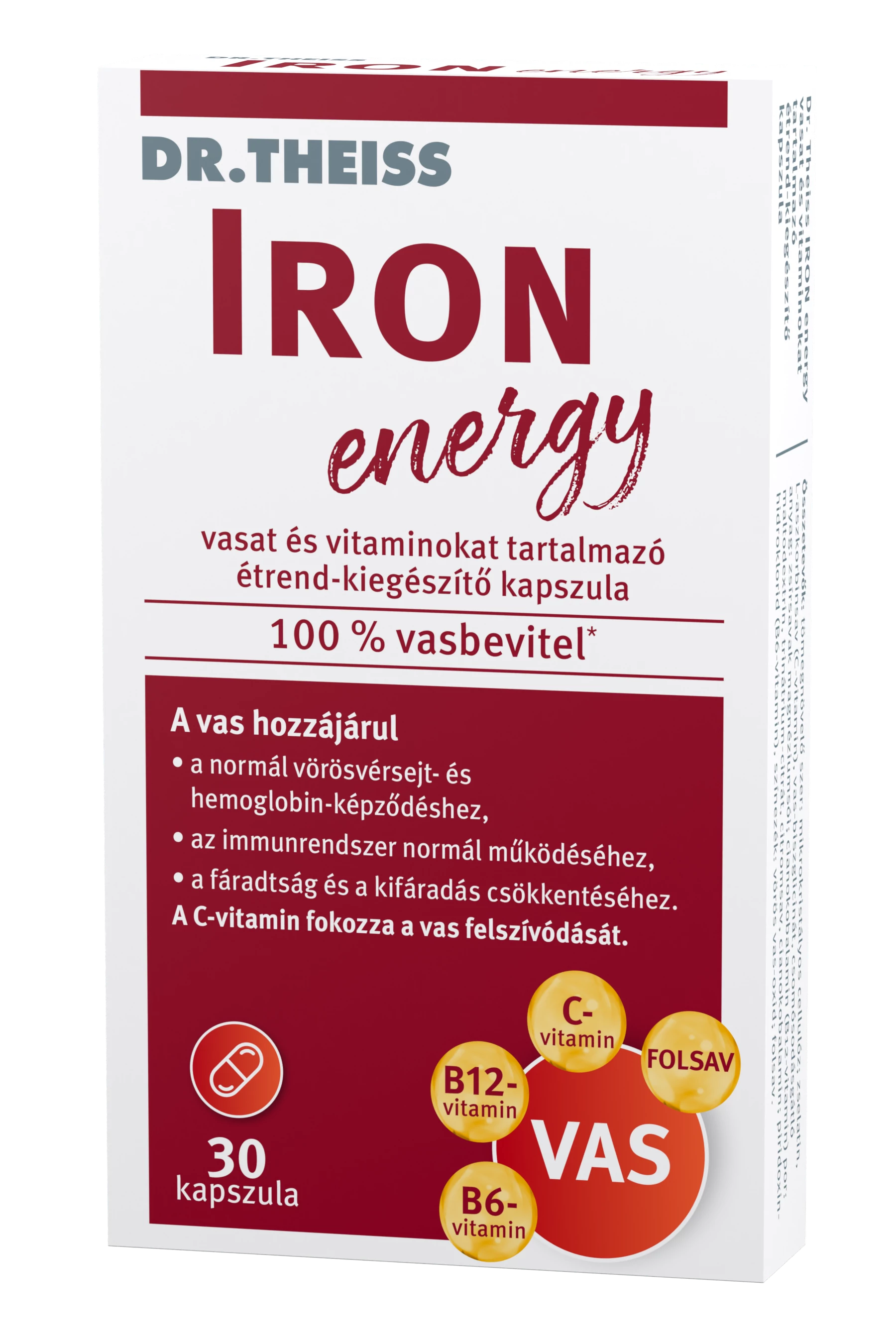 Dr.Theiss iron energy vasat és vitaminokat tartalmazó étrend-kiegészítő kapszula 30 db