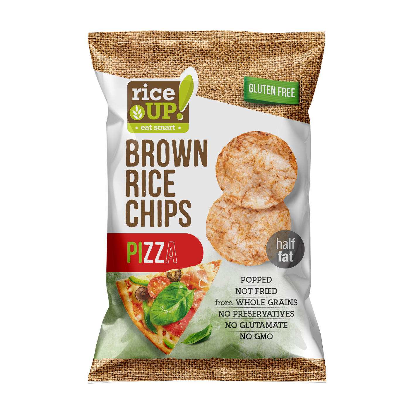 Rice Up barna rizs chips pizza ízű 60 g