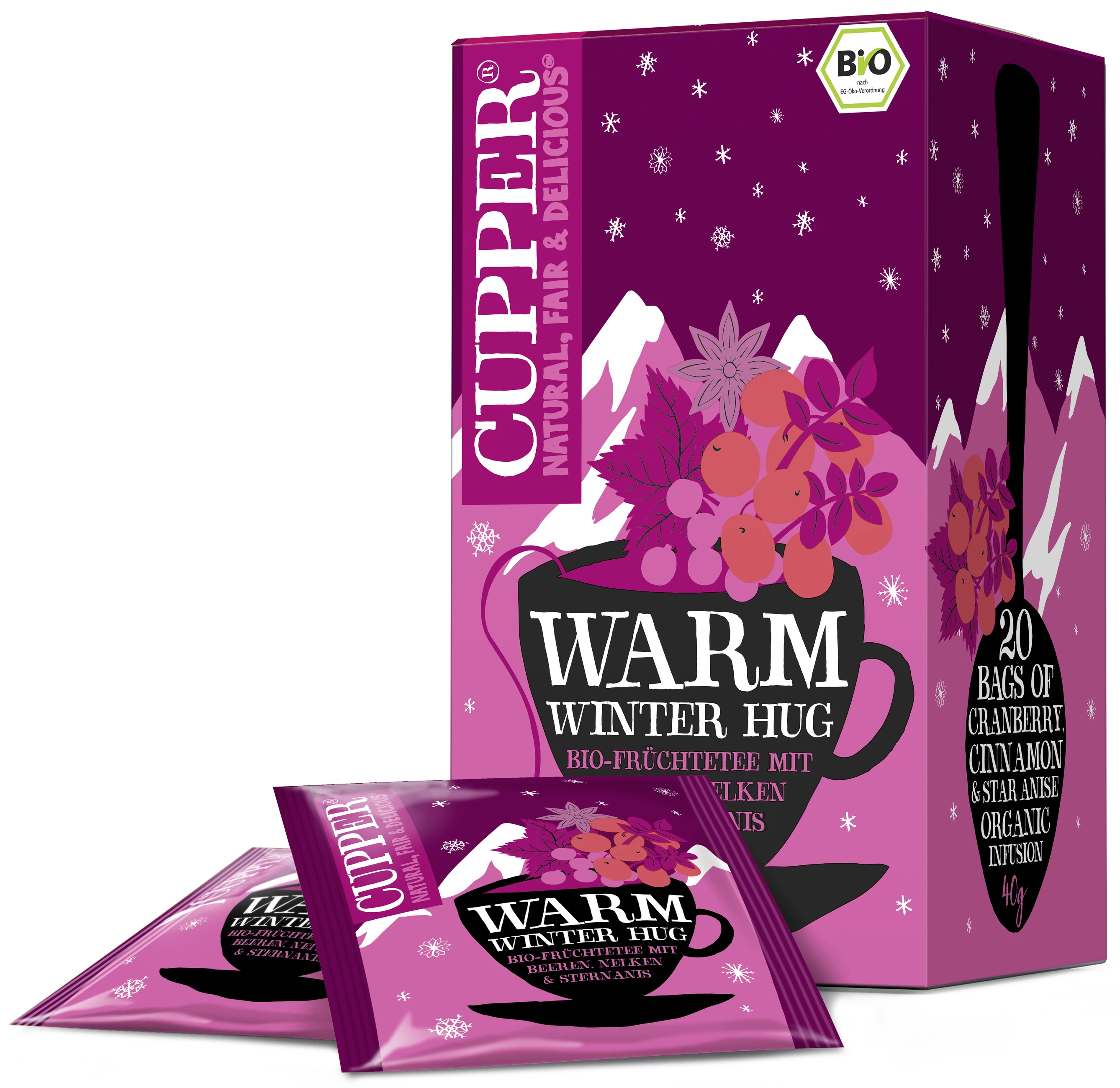 Cupper bio warm winter hug xmas limited edition téli bogyós gyümölcsös tea 40 g