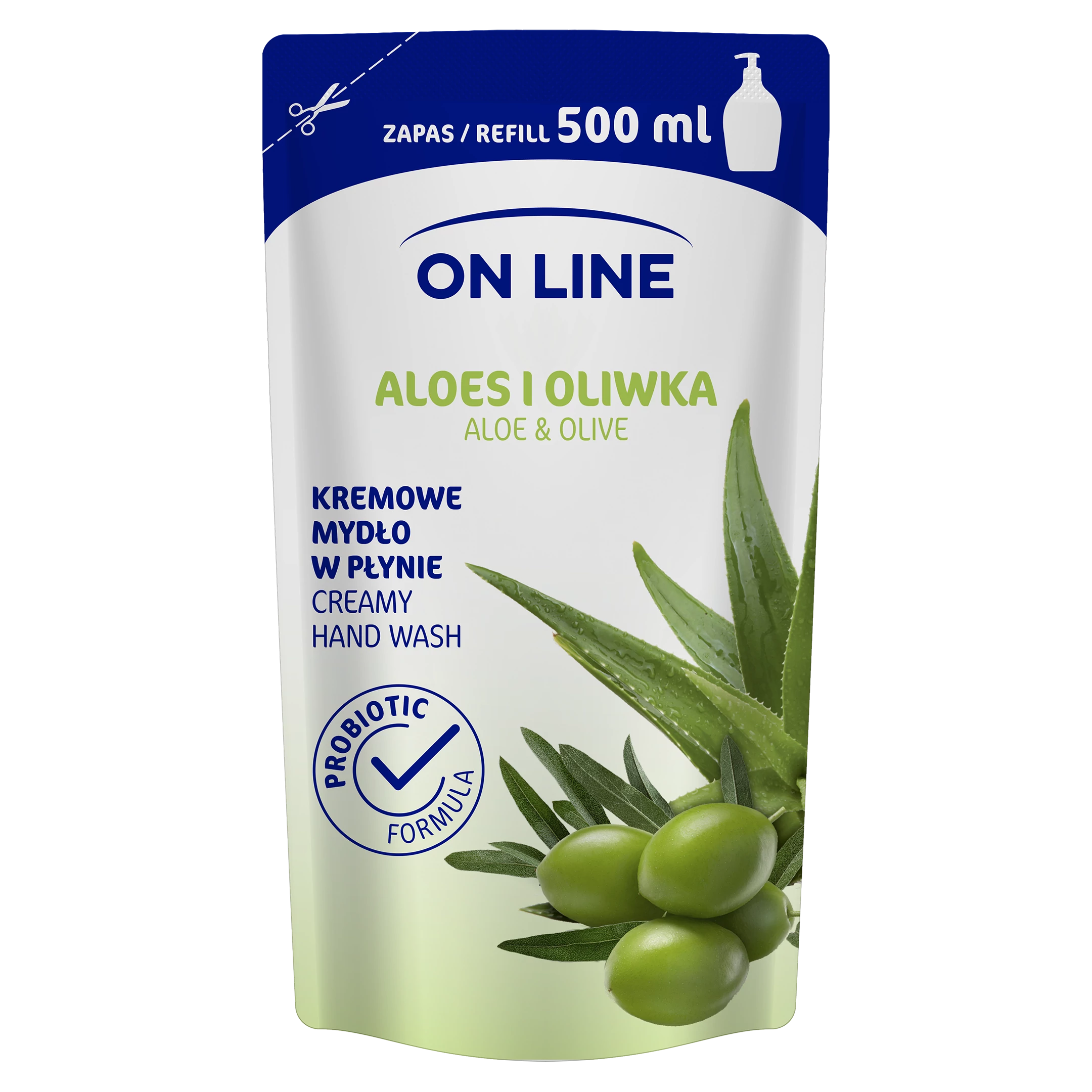 On Line folyékony krémszappan utántöltő aloe vera és olíva 500 ml