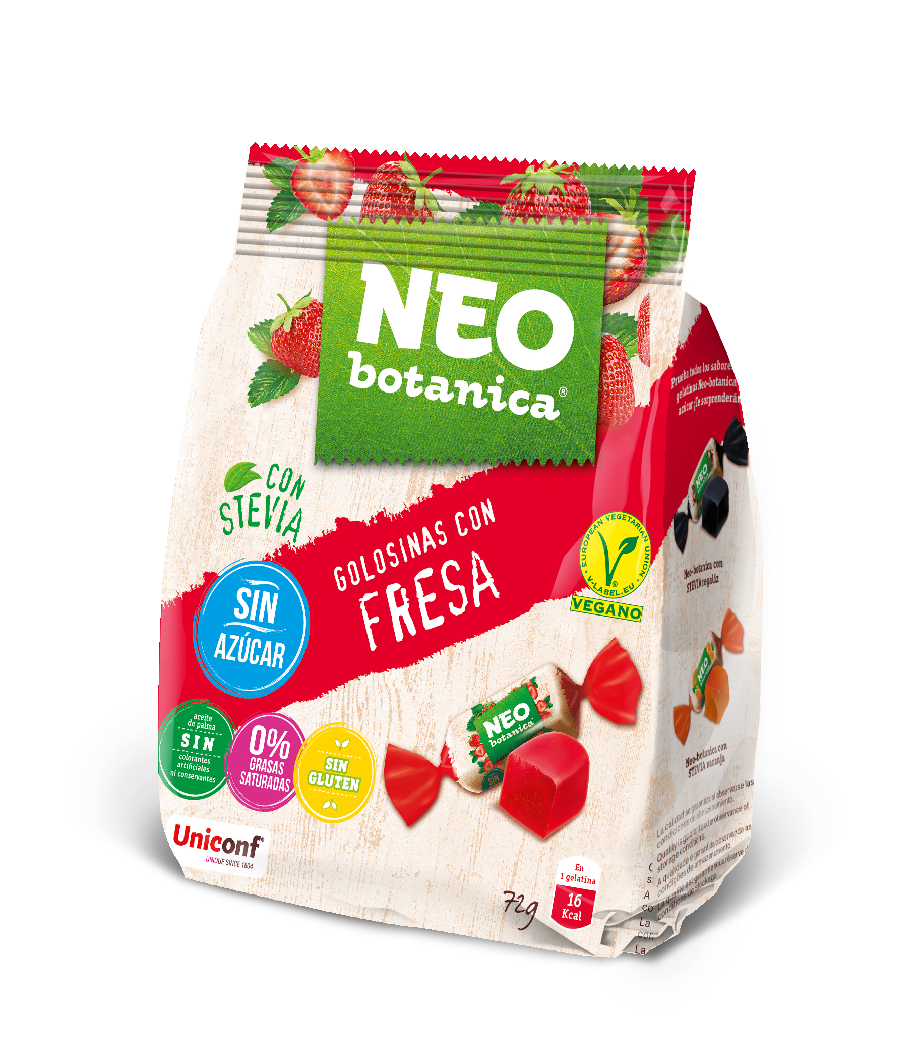 Neo Botanica stevia zselécukorka cukormentes, gluténmentes eper ízű 72 g