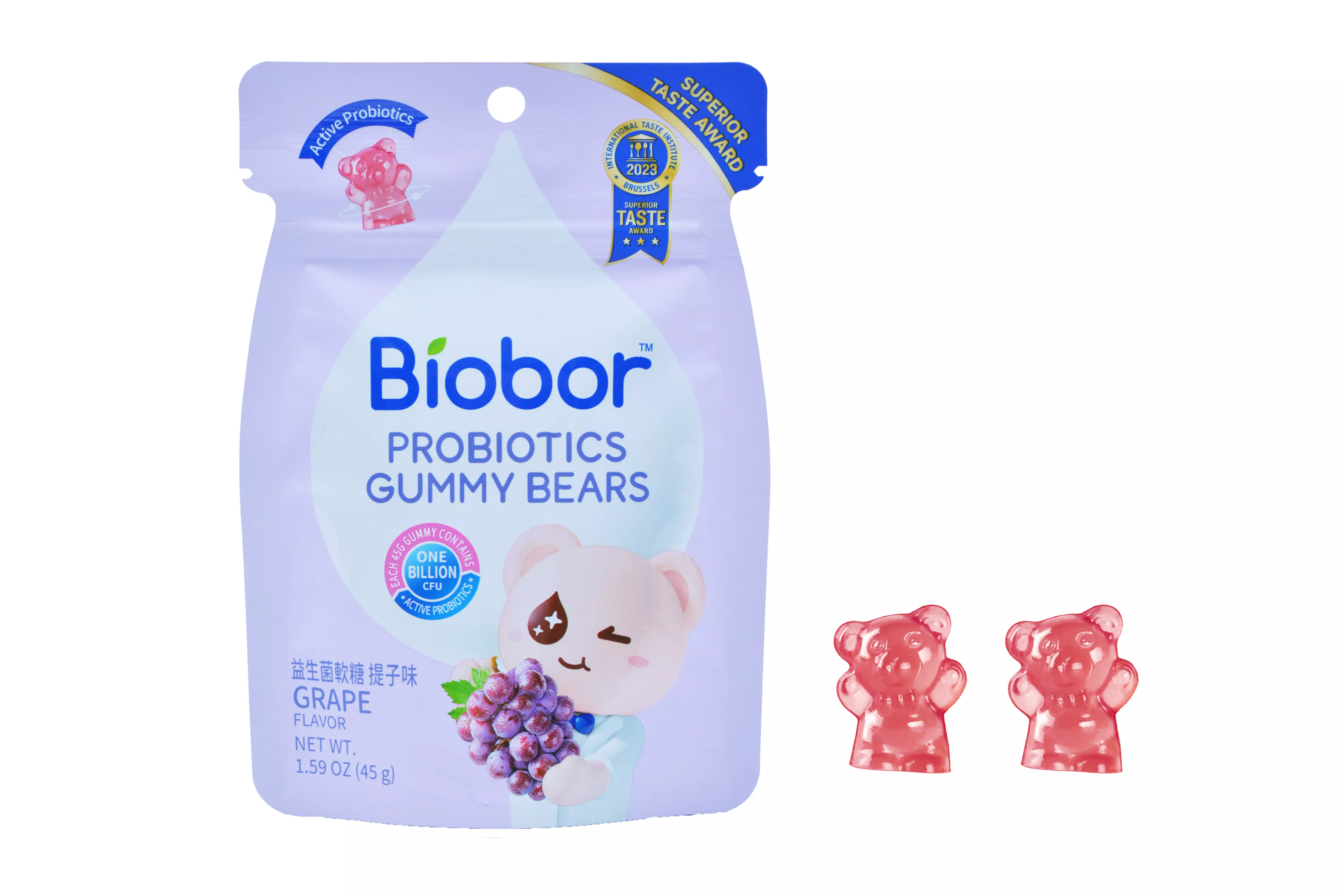 Biobor gumicukorka probiotikumos baktériumtörzsekkel szőlő ízű 45 g