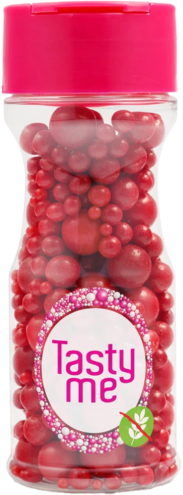 Tasty Me gluténmentes cukorgyöngy tortadekor mix piros 70 g