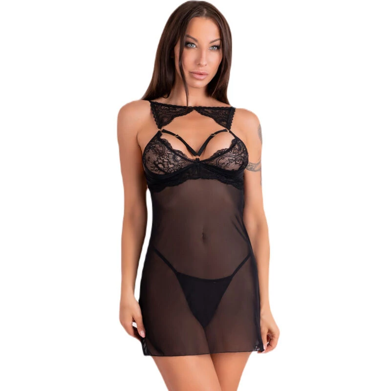 LIVCO CORSETTI FASHION - érzéki fekete chemise S/M méretben