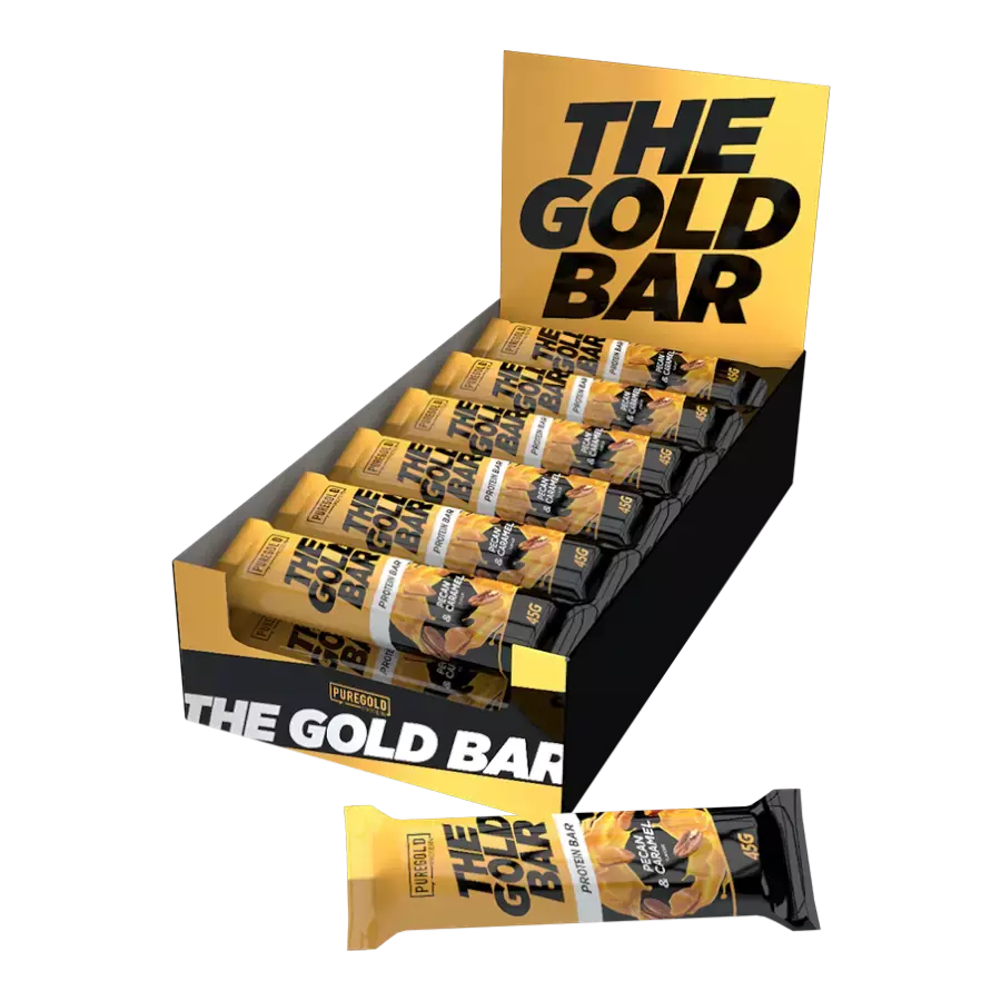 The Gold Bar protein szelet - Pekándió & Karamell - 18x45g - PureGold
